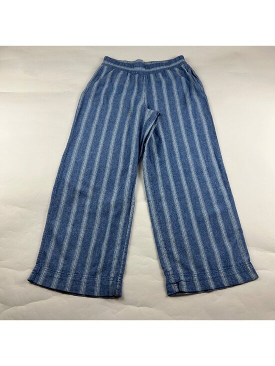 Old Navy Pants - Old Navy Bright Blue Striped Linen Blend High Rise Wide Leg Lounge Pant S